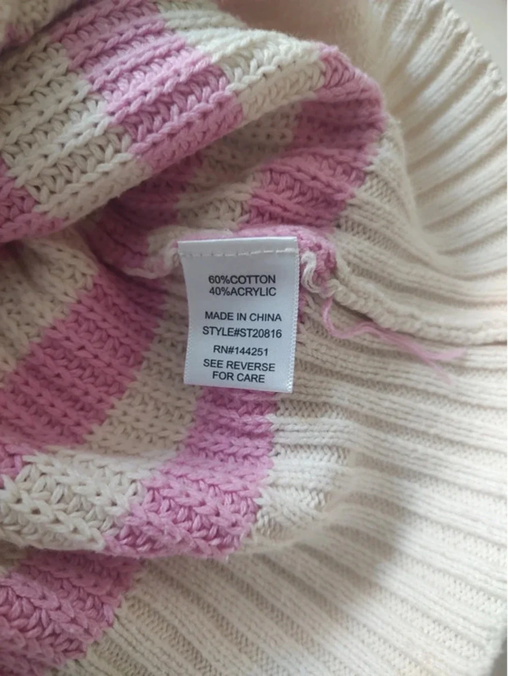 Sincerely Jules Pink and Cream Stripes Turtle Neck Sweater Size M